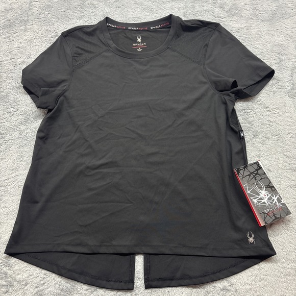 Spyder Women's Activewear Split-Back Top in Black, size Medium, NWT! - Picture 1 of 7